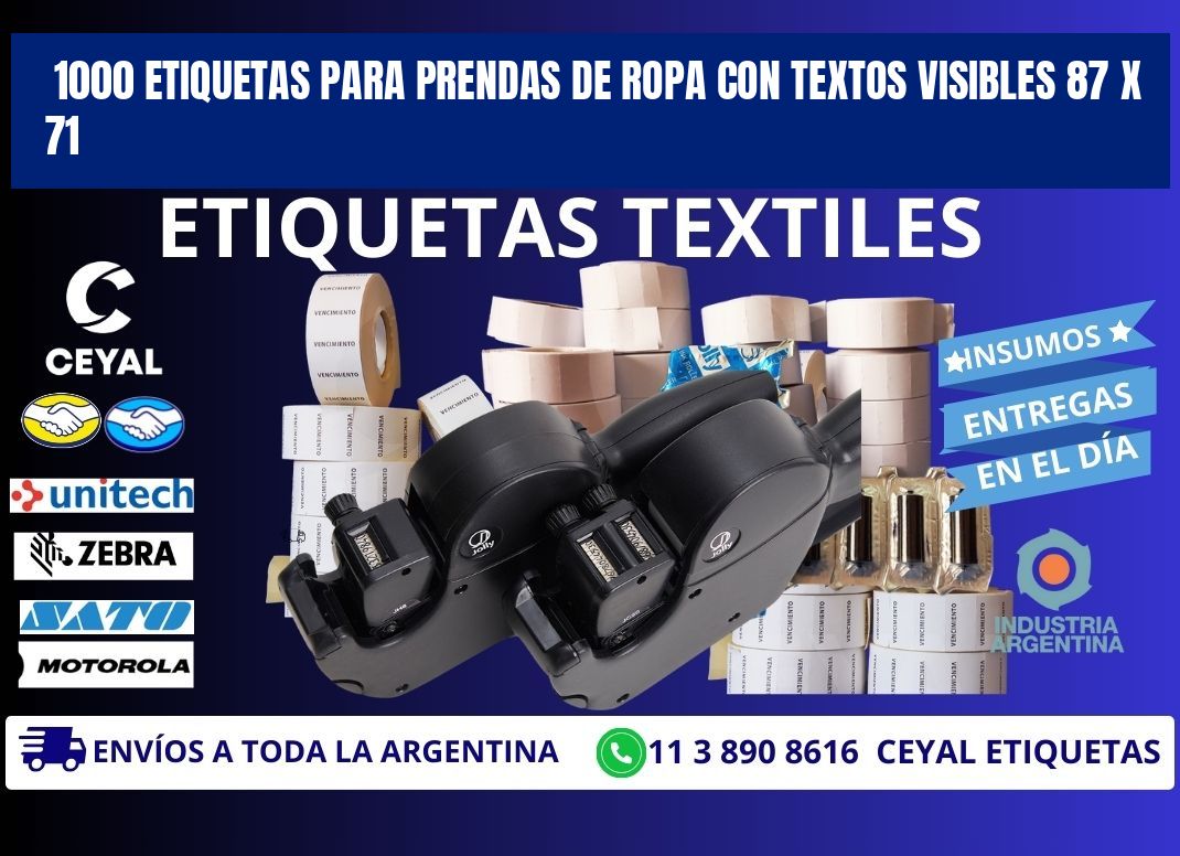 1000 ETIQUETAS PARA PRENDAS DE ROPA CON TEXTOS VISIBLES 87 x 71