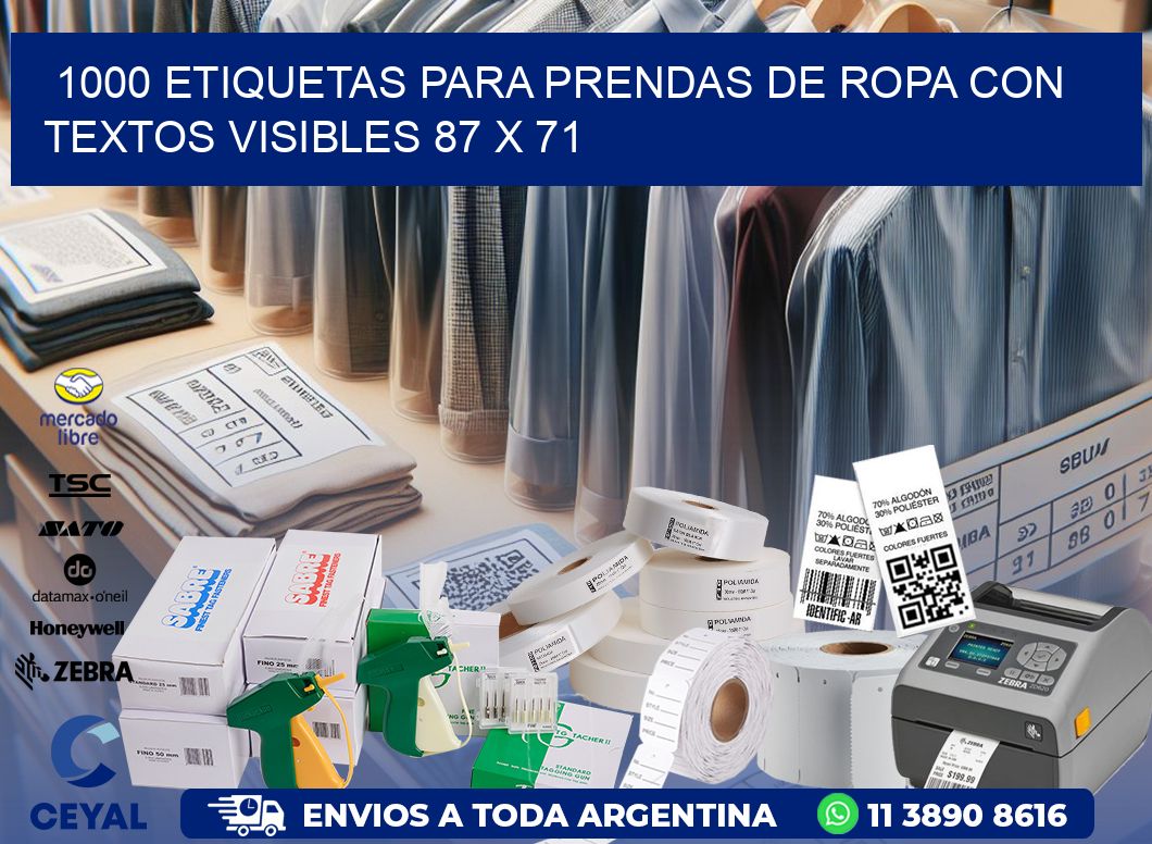 1000 ETIQUETAS PARA PRENDAS DE ROPA CON TEXTOS VISIBLES 87 x 71