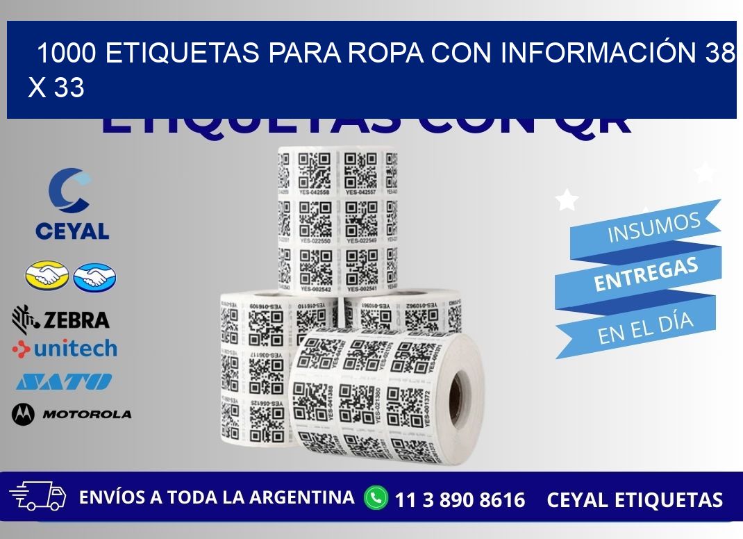 1000 ETIQUETAS PARA ROPA CON INFORMACIÓN 38 x 33