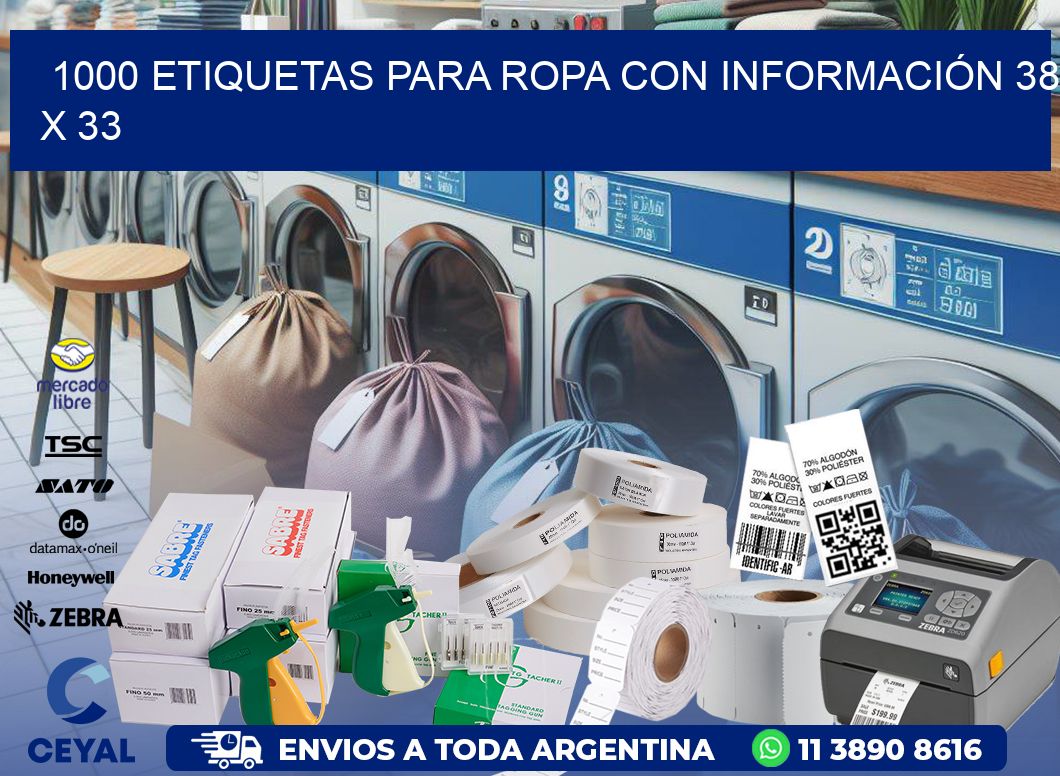 1000 ETIQUETAS PARA ROPA CON INFORMACIÓN 38 x 33