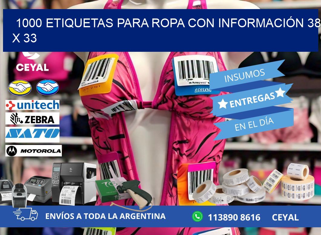 1000 ETIQUETAS PARA ROPA CON INFORMACIÓN 38 x 33