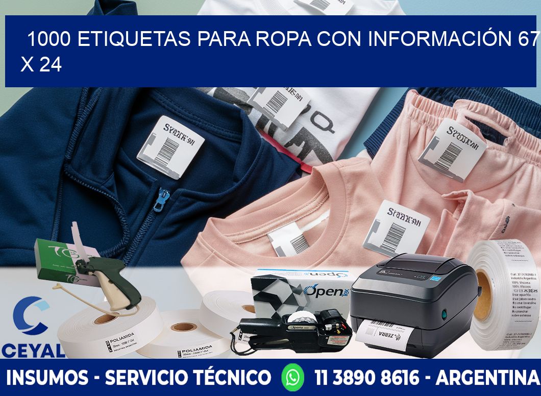 1000 ETIQUETAS PARA ROPA CON INFORMACIÓN 67 x 24