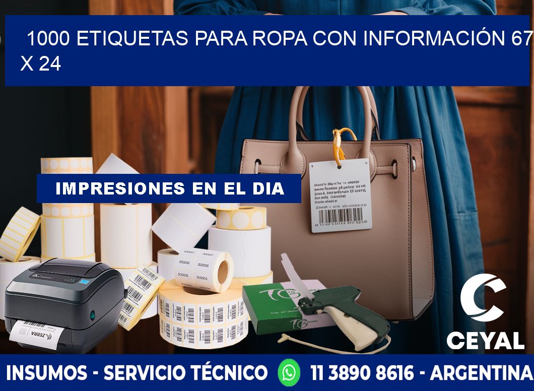 1000 ETIQUETAS PARA ROPA CON INFORMACIÓN 67 x 24