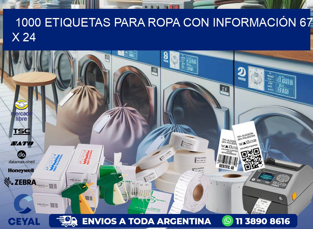 1000 ETIQUETAS PARA ROPA CON INFORMACIÓN 67 x 24