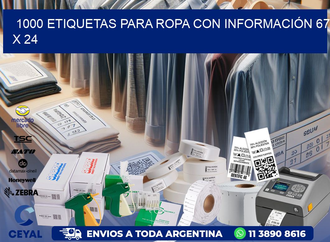 1000 ETIQUETAS PARA ROPA CON INFORMACIÓN 67 x 24