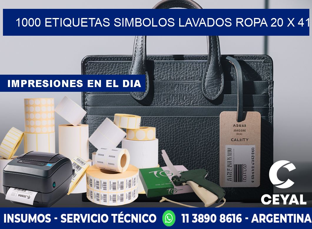 1000 ETIQUETAS SIMBOLOS LAVADOS ROPA 20 x 41