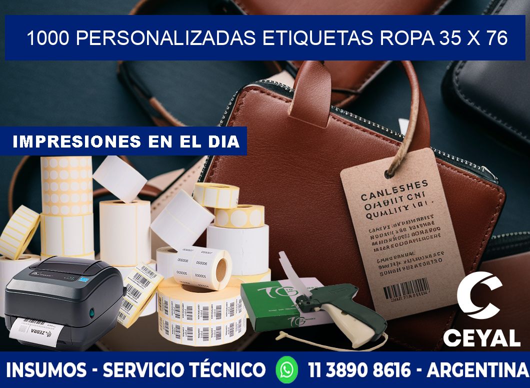 1000 PERSONALIZADAS ETIQUETAS ROPA 35 x 76