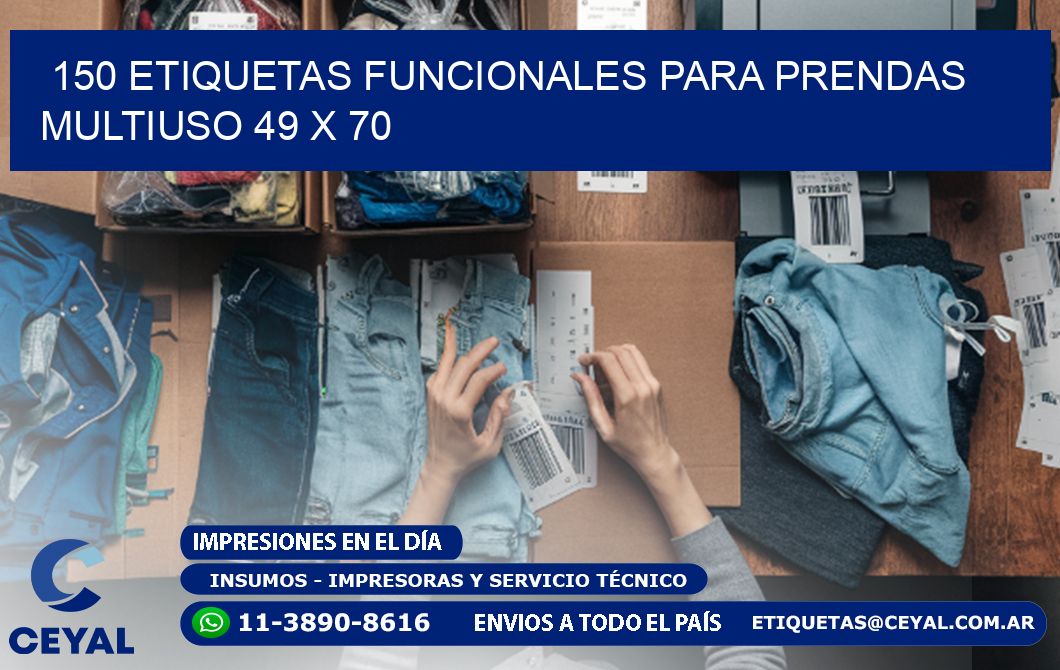 150 ETIQUETAS FUNCIONALES PARA PRENDAS MULTIUSO 49 x 70