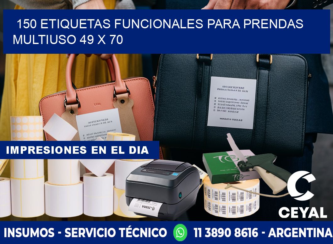 150 ETIQUETAS FUNCIONALES PARA PRENDAS MULTIUSO 49 x 70