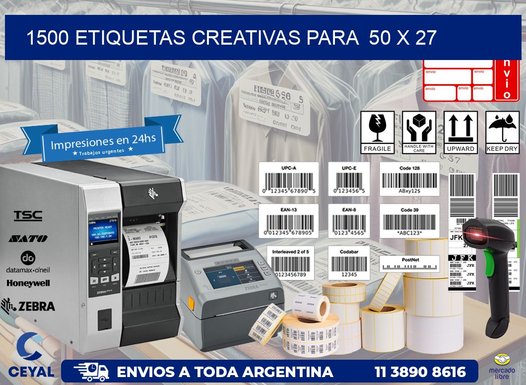 1500 ETIQUETAS CREATIVAS PARA  50 x 27