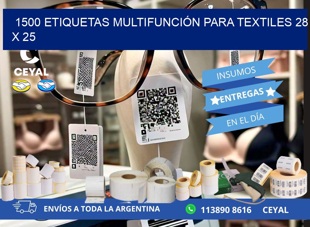 1500 ETIQUETAS MULTIFUNCIÓN PARA TEXTILES 28 x 25