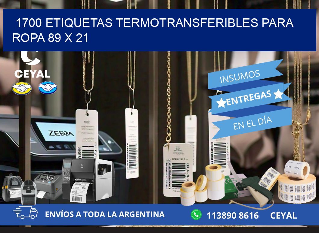 1700 ETIQUETAS TERMOTRANSFERIBLES PARA ROPA 89 x 21