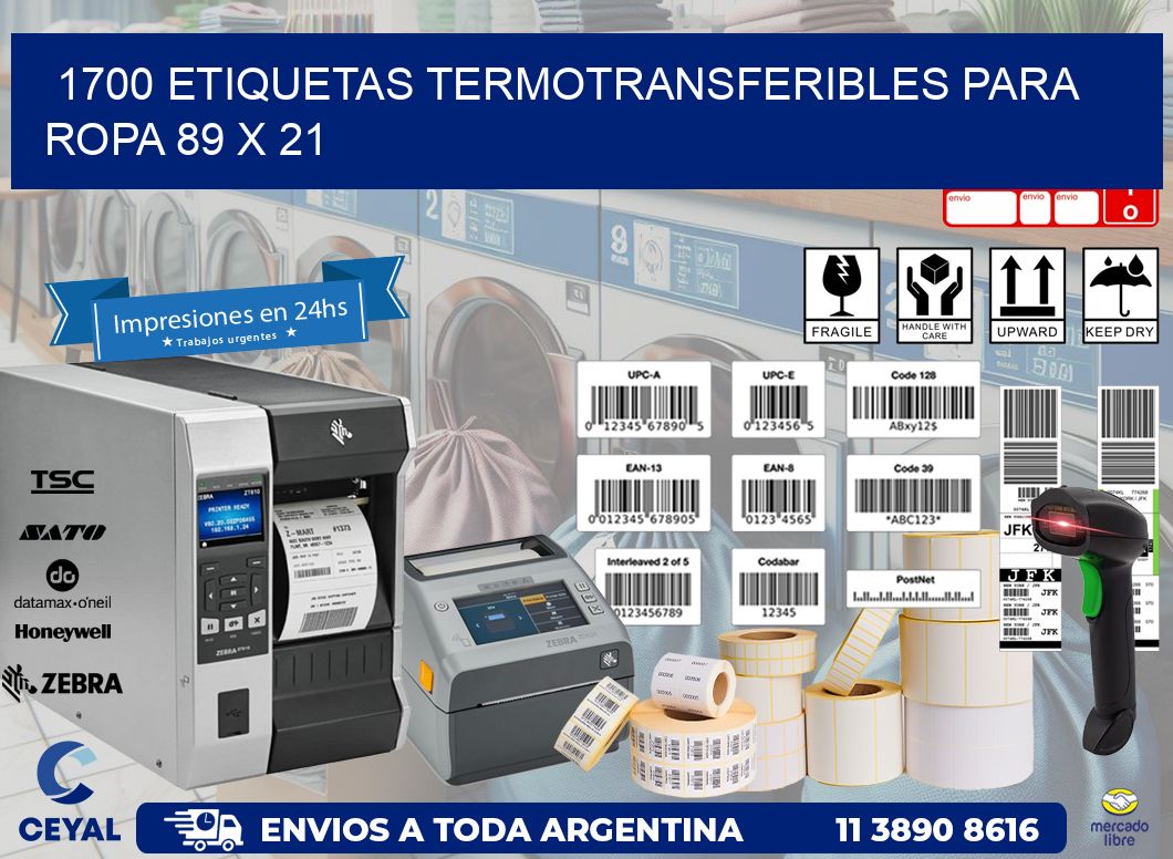 1700 ETIQUETAS TERMOTRANSFERIBLES PARA ROPA 89 x 21