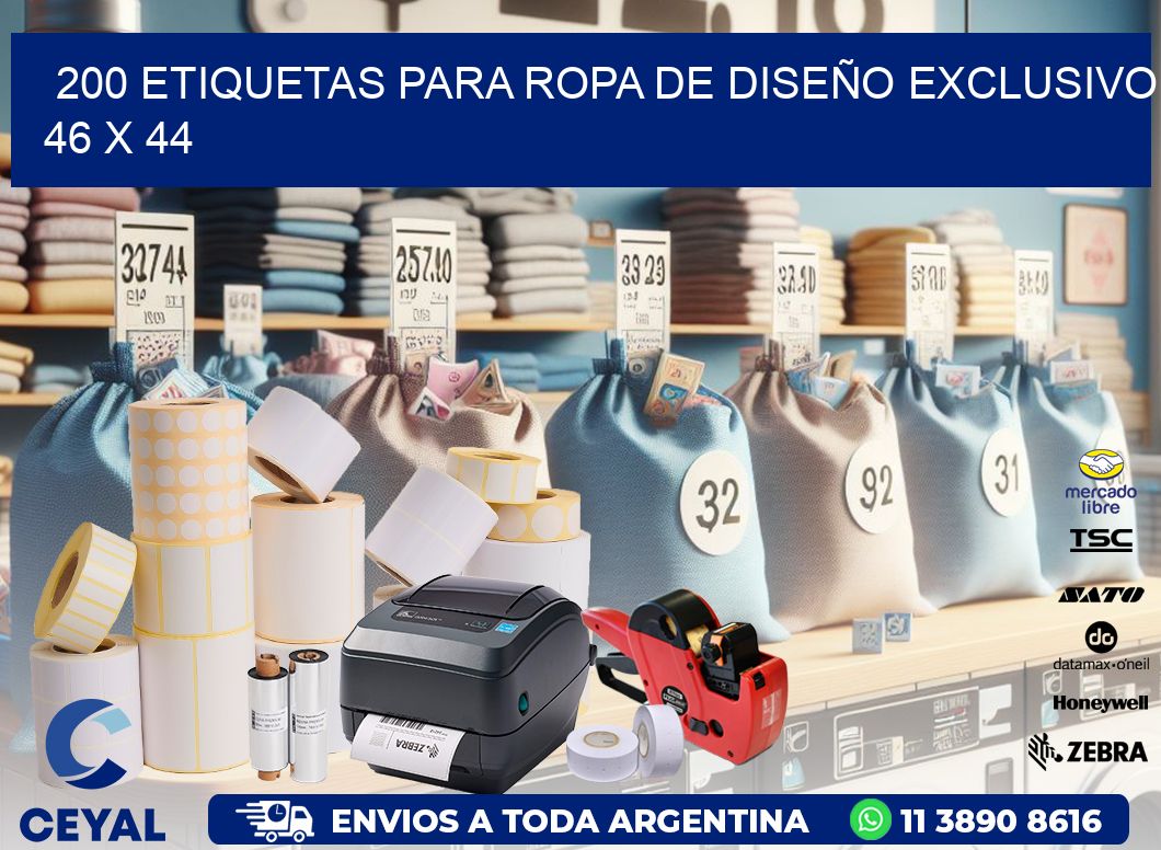 200 ETIQUETAS PARA ROPA DE DISEÑO EXCLUSIVO 46 x 44