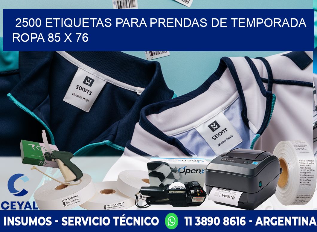 2500 ETIQUETAS PARA PRENDAS DE TEMPORADA ROPA 85 x 76