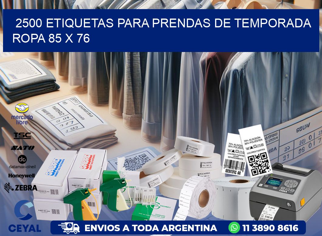 2500 ETIQUETAS PARA PRENDAS DE TEMPORADA ROPA 85 x 76