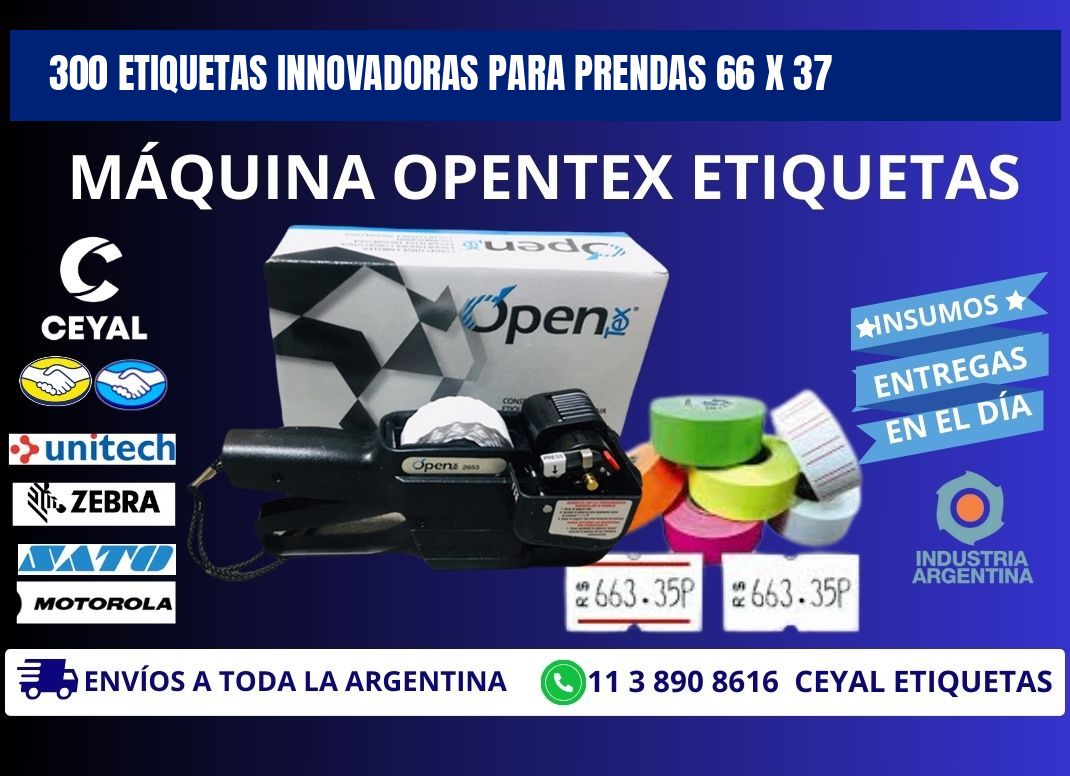 300 ETIQUETAS INNOVADORAS PARA PRENDAS 66 x 37