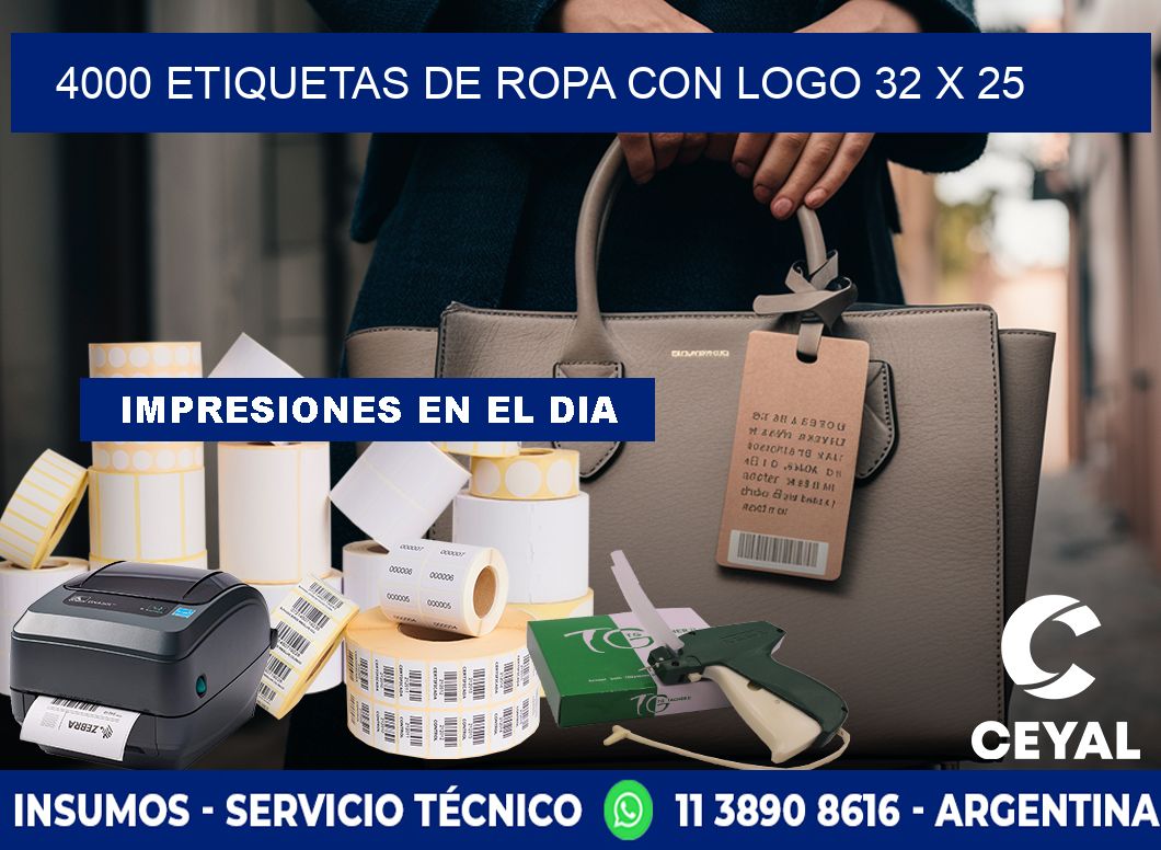 4000 ETIQUETAS DE ROPA CON LOGO 32 x 25