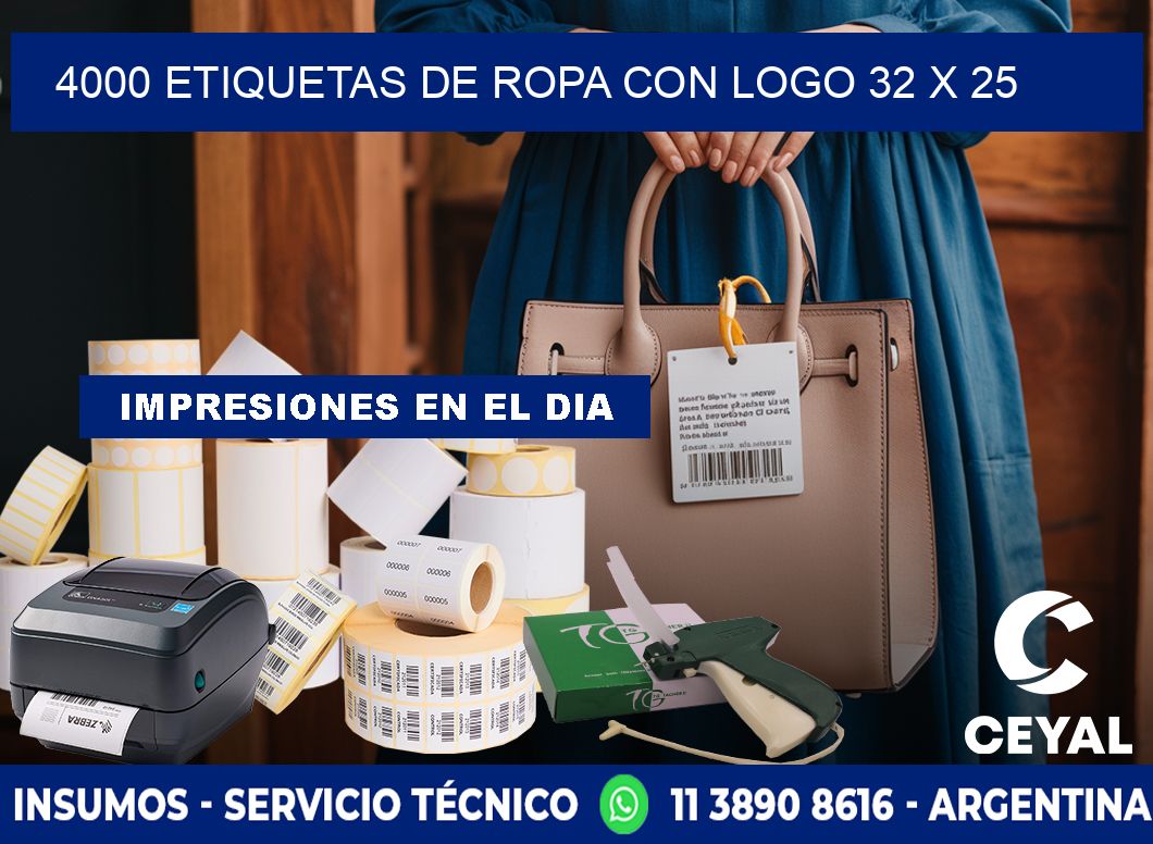 4000 ETIQUETAS DE ROPA CON LOGO 32 x 25