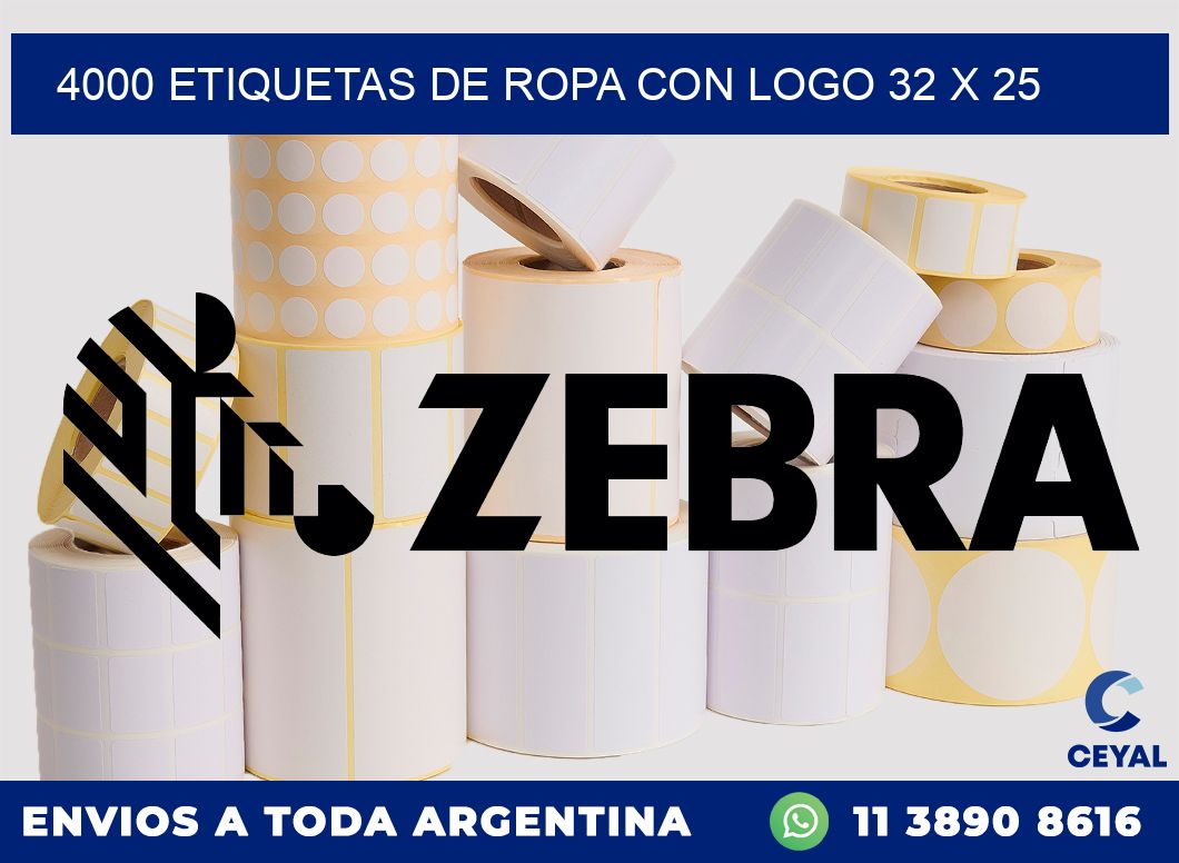 4000 ETIQUETAS DE ROPA CON LOGO 32 x 25