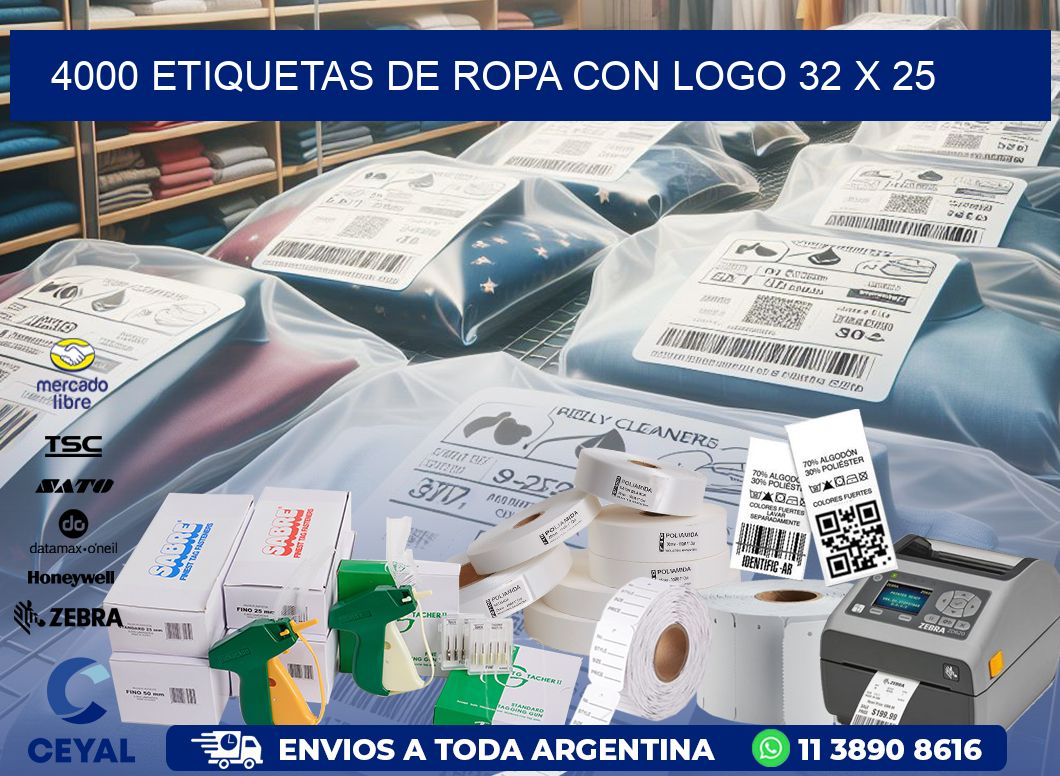 4000 ETIQUETAS DE ROPA CON LOGO 32 x 25