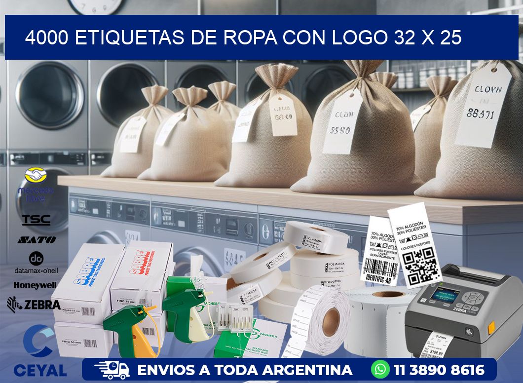 4000 ETIQUETAS DE ROPA CON LOGO 32 x 25