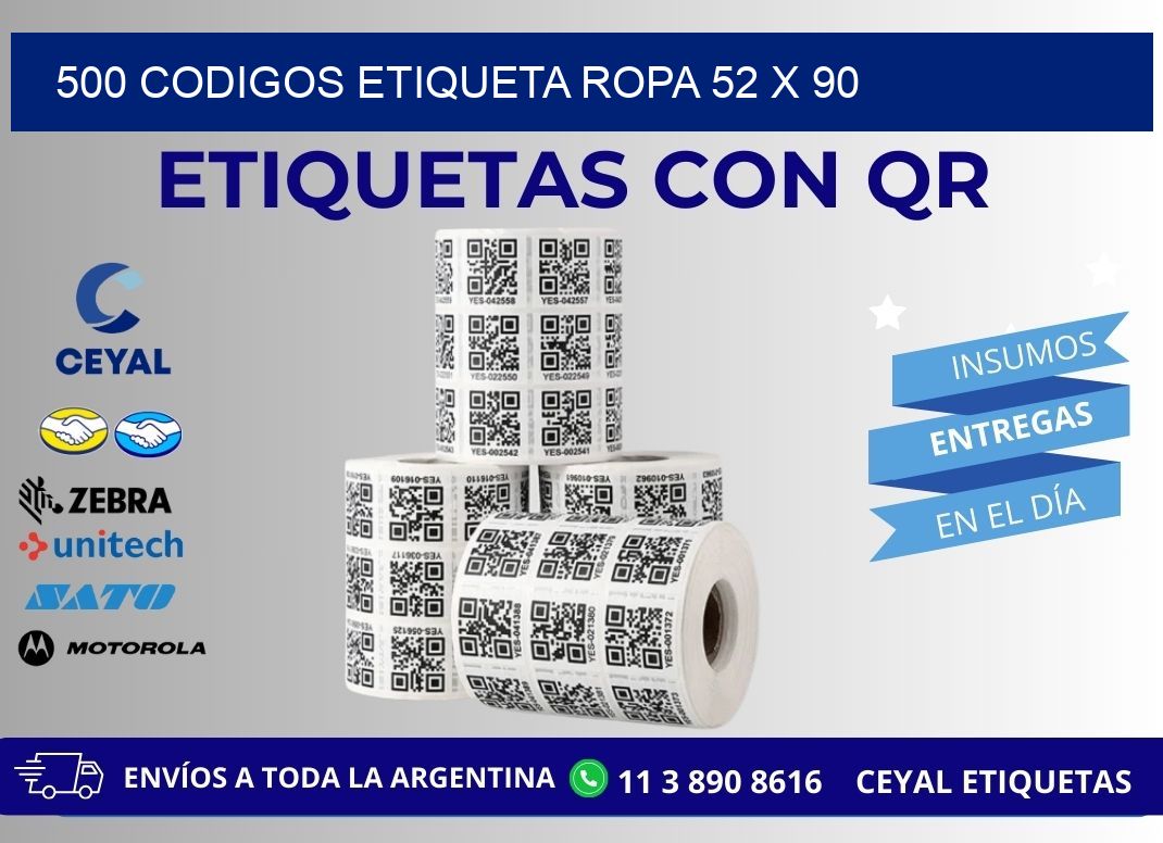 500 CODIGOS ETIQUETA ROPA 52 x 90