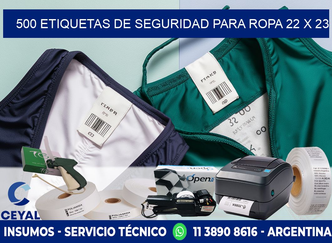 500 ETIQUETAS DE SEGURIDAD PARA ROPA 22 x 23