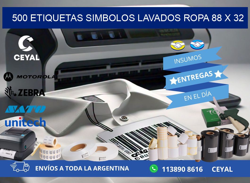 500 ETIQUETAS SIMBOLOS LAVADOS ROPA 88 x 32