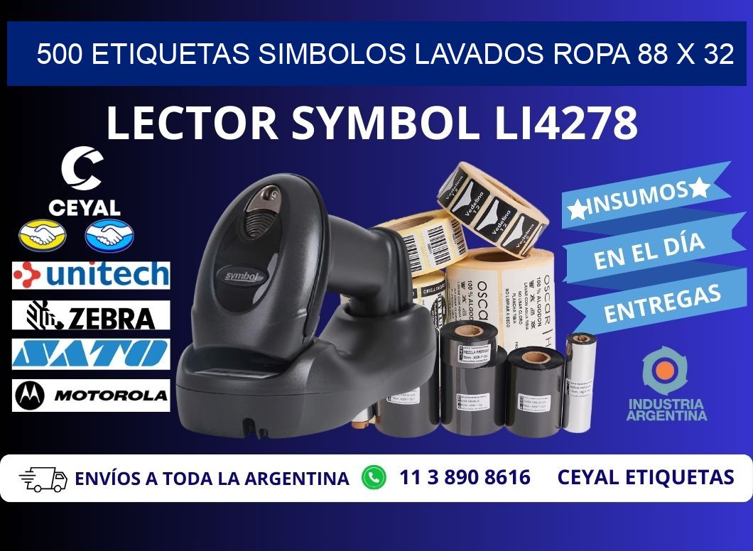 500 ETIQUETAS SIMBOLOS LAVADOS ROPA 88 x 32