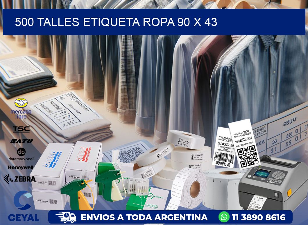 500 TALLES ETIQUETA ROPA 90 x 43