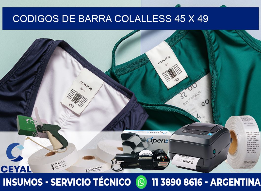 CODIGOS DE BARRA COLALLESS 45 x 49