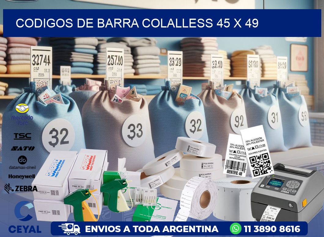 CODIGOS DE BARRA COLALLESS 45 x 49