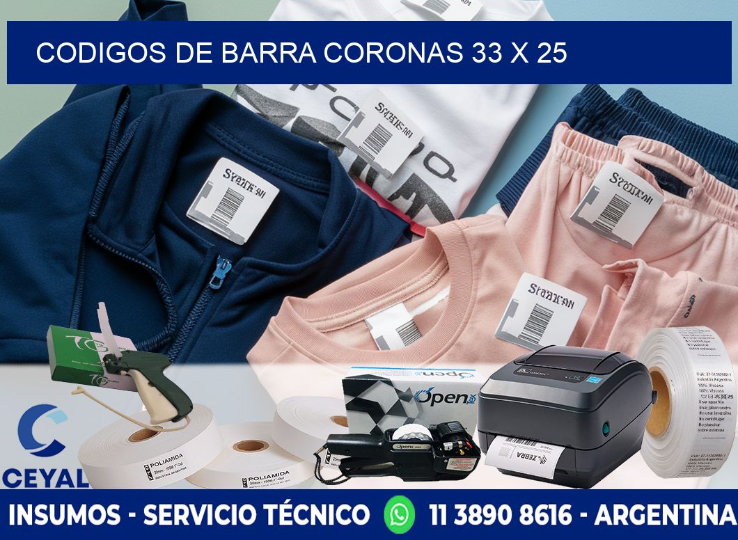 CODIGOS DE BARRA CORONAS 33 x 25