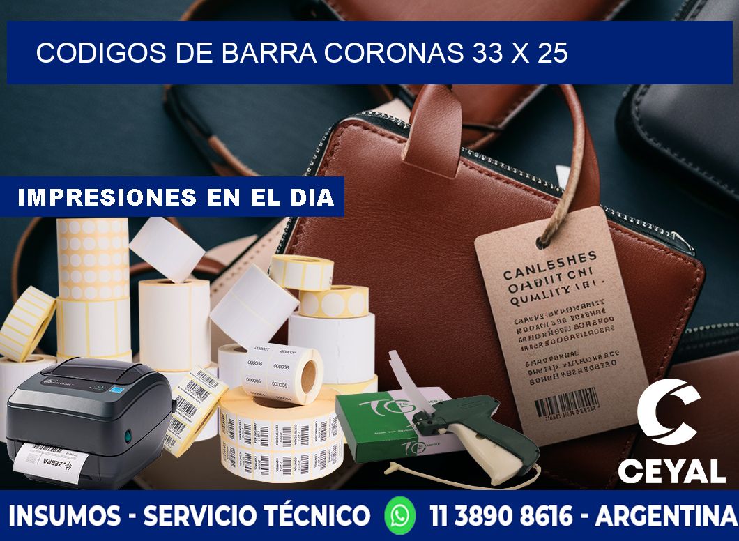 CODIGOS DE BARRA CORONAS 33 x 25