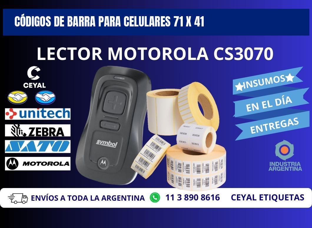 CÓDIGOS DE BARRA PARA CELULARES 71 x 41