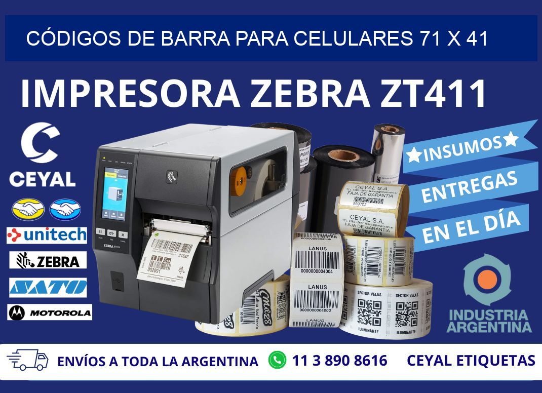 CÓDIGOS DE BARRA PARA CELULARES 71 x 41