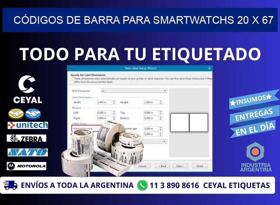 CÓDIGOS DE BARRA PARA SMARTWATCHS 20 x 67