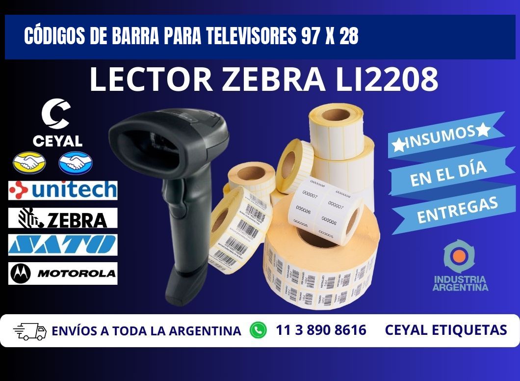 CÓDIGOS DE BARRA PARA TELEVISORES 97 x 28