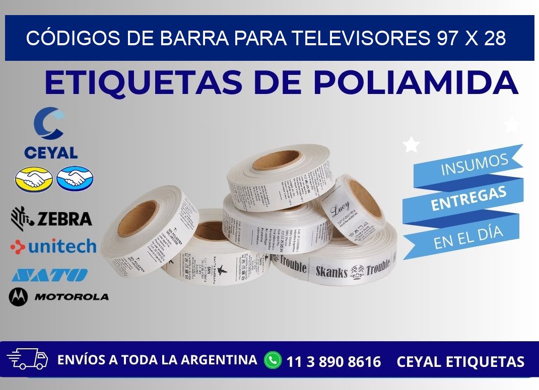 CÓDIGOS DE BARRA PARA TELEVISORES 97 x 28