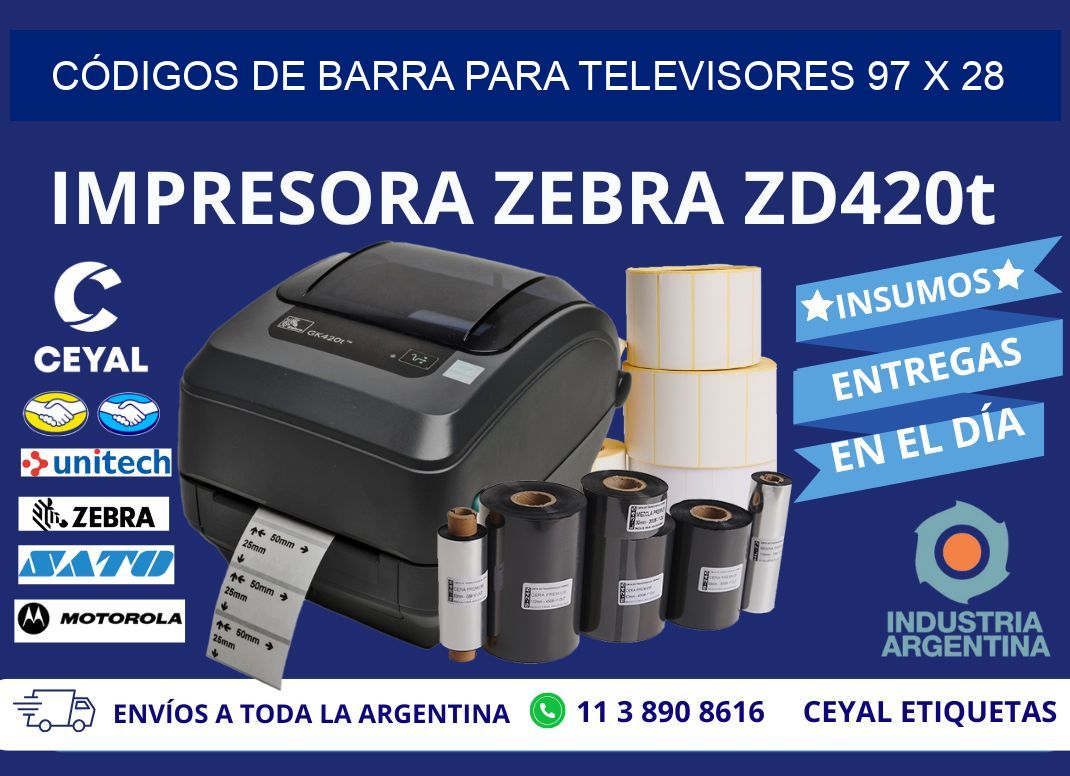 CÓDIGOS DE BARRA PARA TELEVISORES 97 x 28