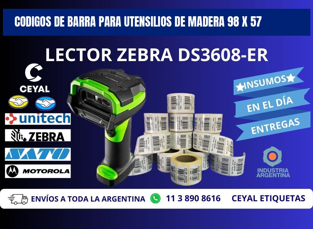 CODIGOS DE BARRA PARA UTENSILIOS DE MADERA 98 x 57