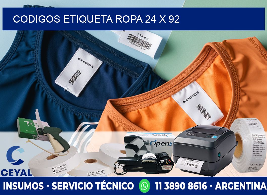 CODIGOS ETIQUETA ROPA 24 x 92