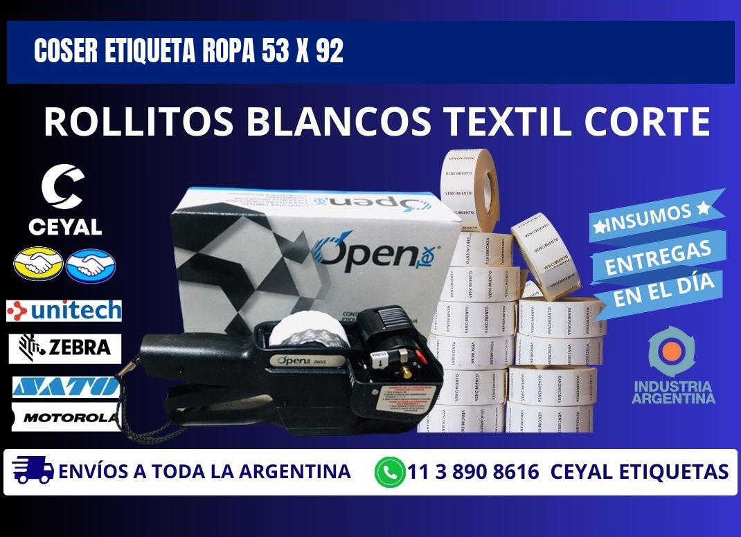 COSER ETIQUETA ROPA 53 x 92