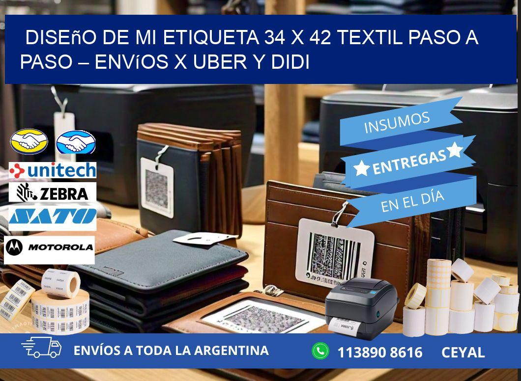 Diseño de mi Etiqueta 34 x 42 textil paso a paso – Envíos x Uber y DiDi