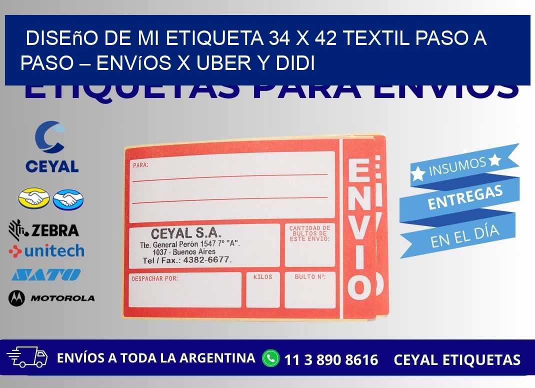 Diseño de mi Etiqueta 34 x 42 textil paso a paso – Envíos x Uber y DiDi