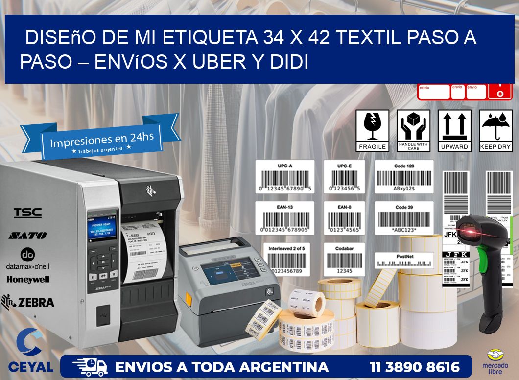 Diseño de mi Etiqueta 34 x 42 textil paso a paso – Envíos x Uber y DiDi