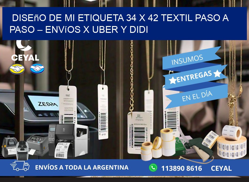 Diseño de mi Etiqueta 34 x 42 textil paso a paso – Envíos x Uber y DiDi