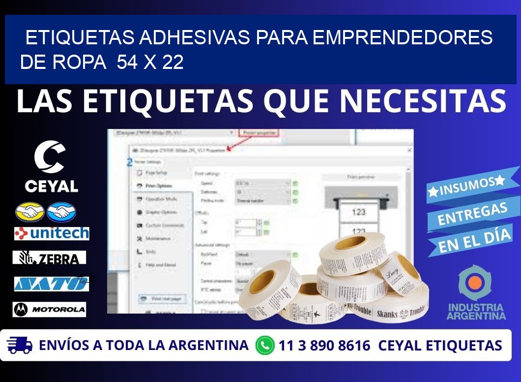 ETIQUETAS ADHESIVAS PARA EMPRENDEDORES DE ROPA  54 x 22