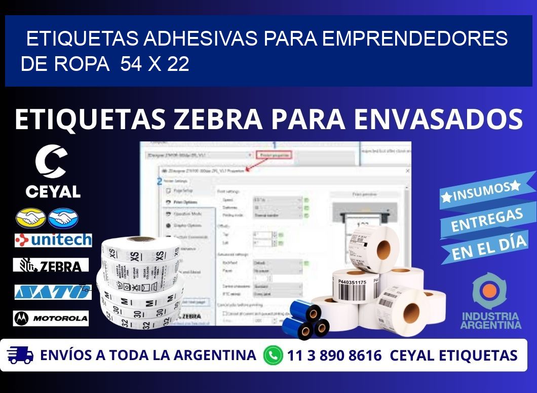 ETIQUETAS ADHESIVAS PARA EMPRENDEDORES DE ROPA  54 x 22